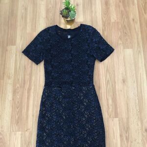 Raquel Allegra Navy Floral Lace Fitted Body Dress